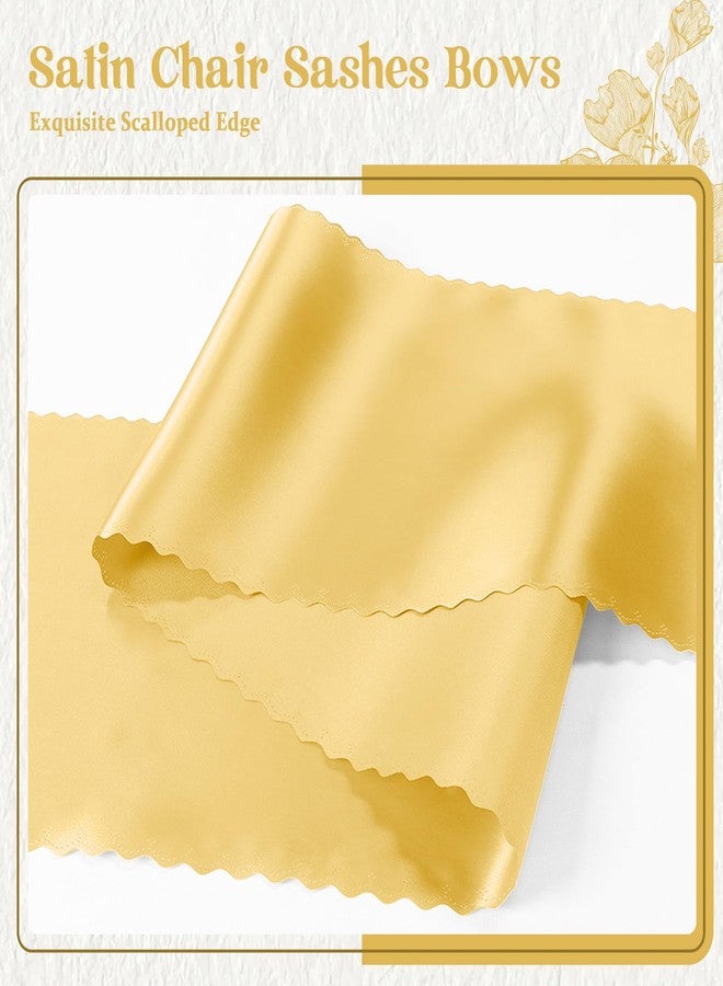 Eychei 12pcs Gold Satin Chair Sashes & Bows, 7x108in Chair Bow Ties for Wedding, Party, Banquet, Restaurant, Hotel Events - Image 4